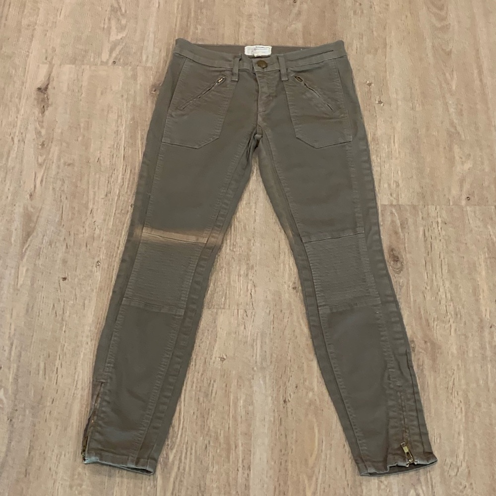 🚫SOLD🚫 Current Elliot Olive Moto Zip Ankle Skinny Jeans